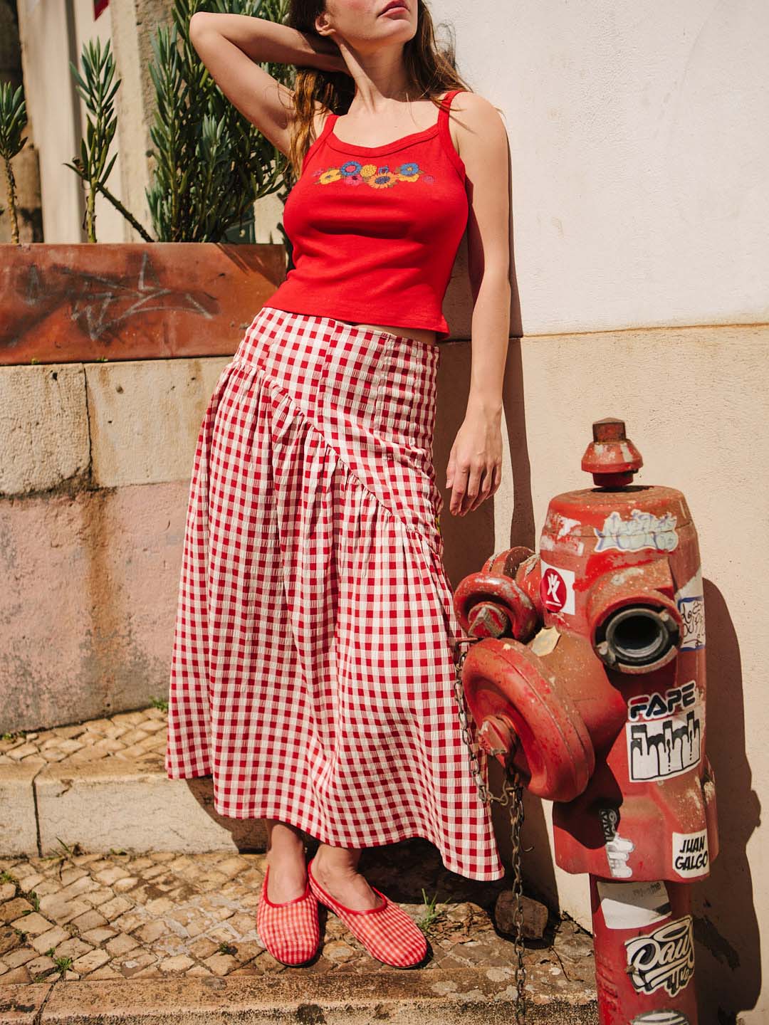 Maeve Midi Skirt - Cherry – Lisa Says Gah