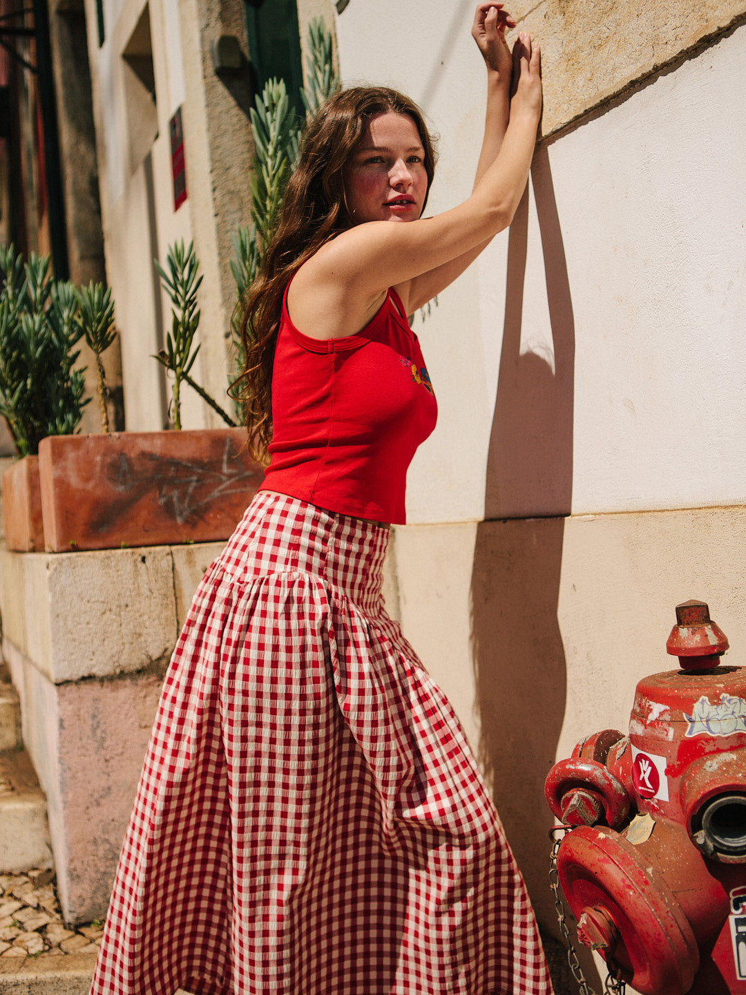 Maeve Midi Skirt - Cherry – Lisa Says Gah