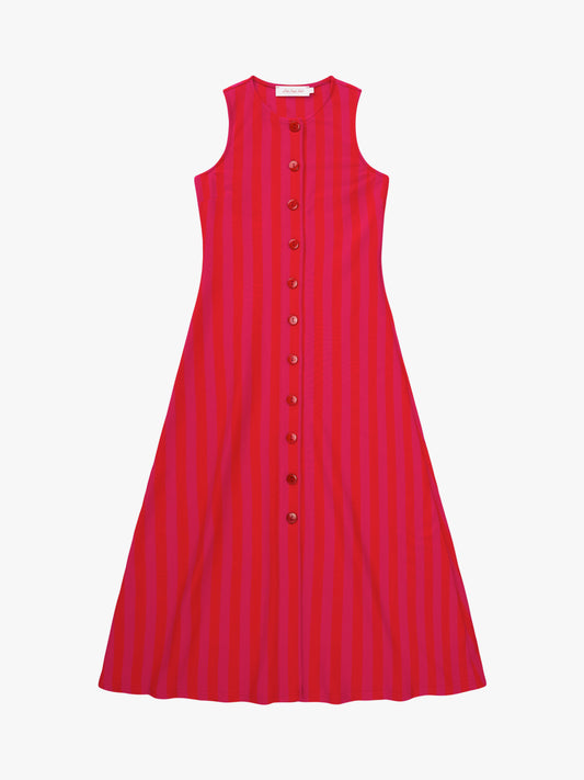 Manon Midi Dress - Raspberry Stripe