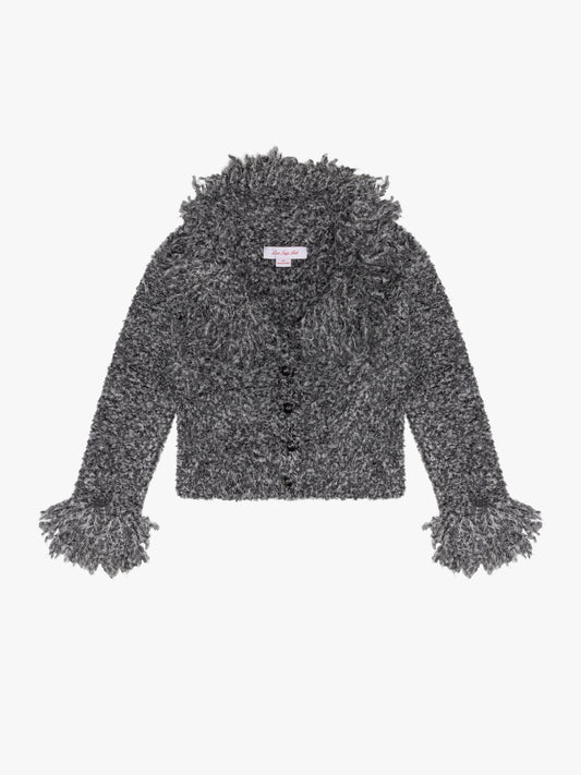 Marla Fringe Cardigan - Salt & Pepper