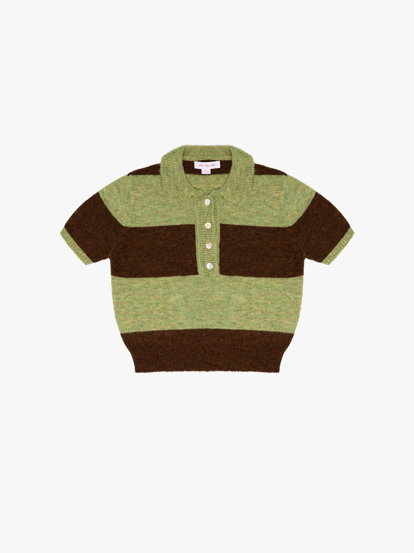 Molly Polo Sweater - Mocha/Pistachio Stripe
