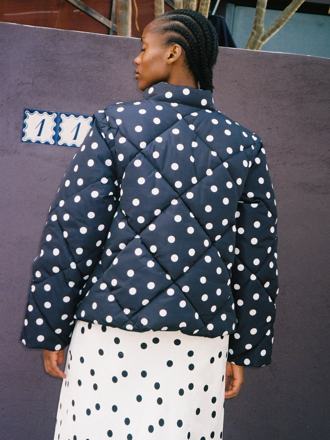 Lady Puffer Jacket - Black Dot