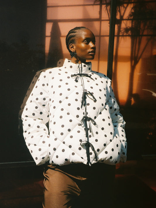 Lady Puffer Jacket  -  White Dot
