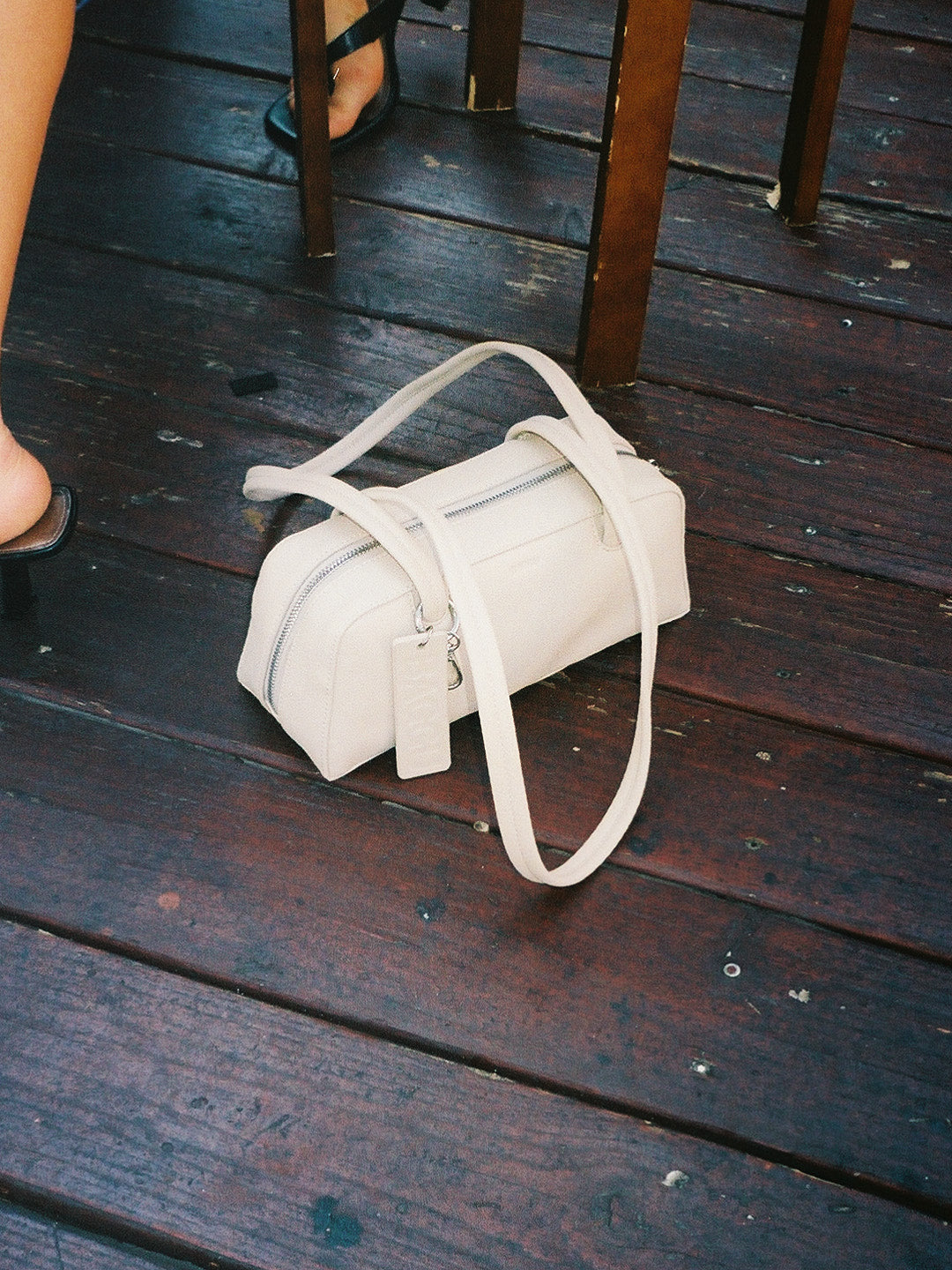 Small Recycled Leather Bowler Bag - Stone