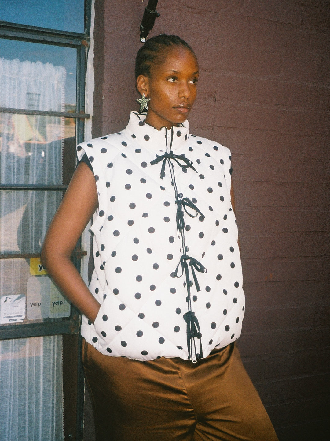 Lady Puffer Jacket  -  White Dot