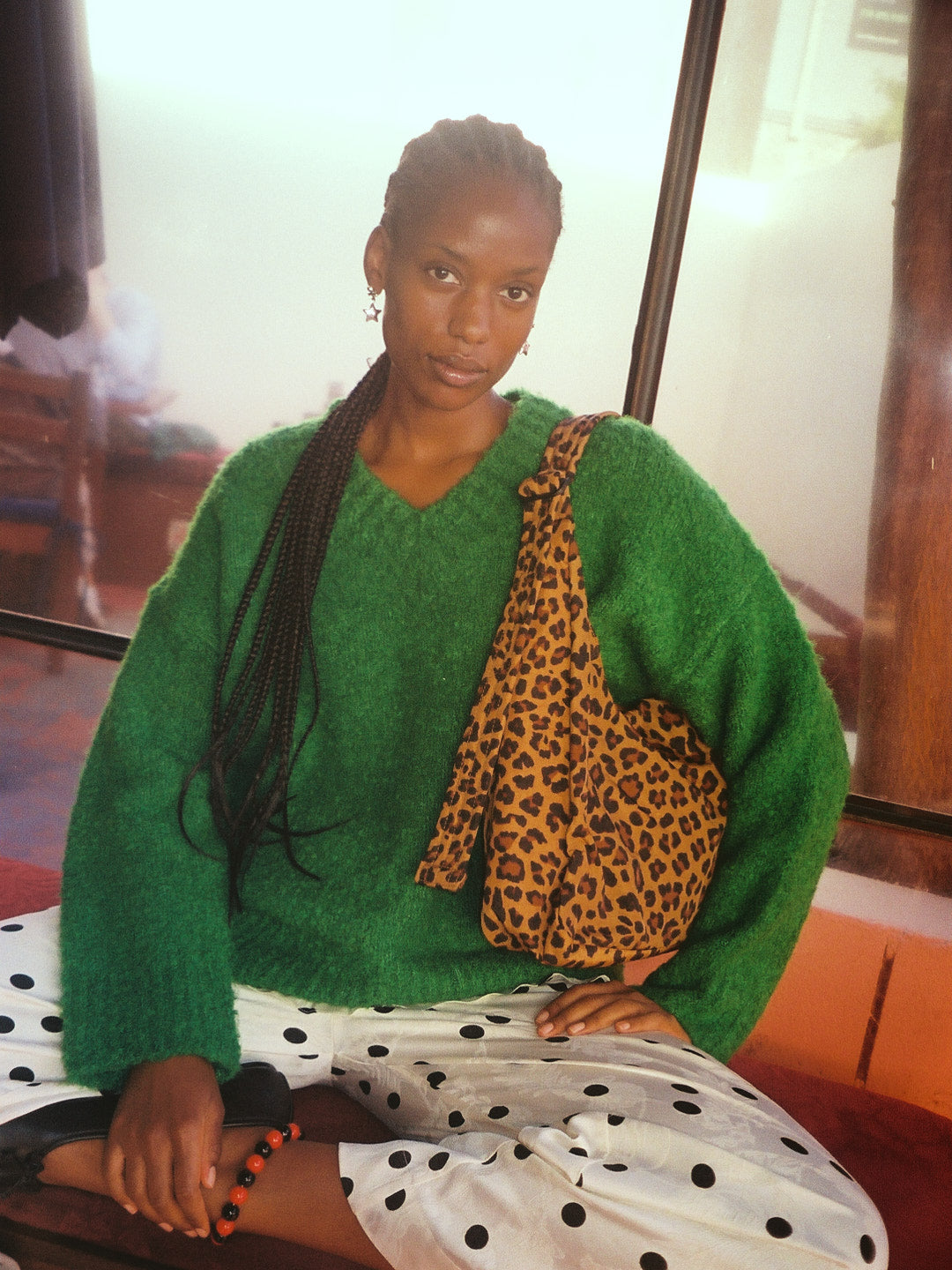 Nylon Shoulder Bag - Leopard