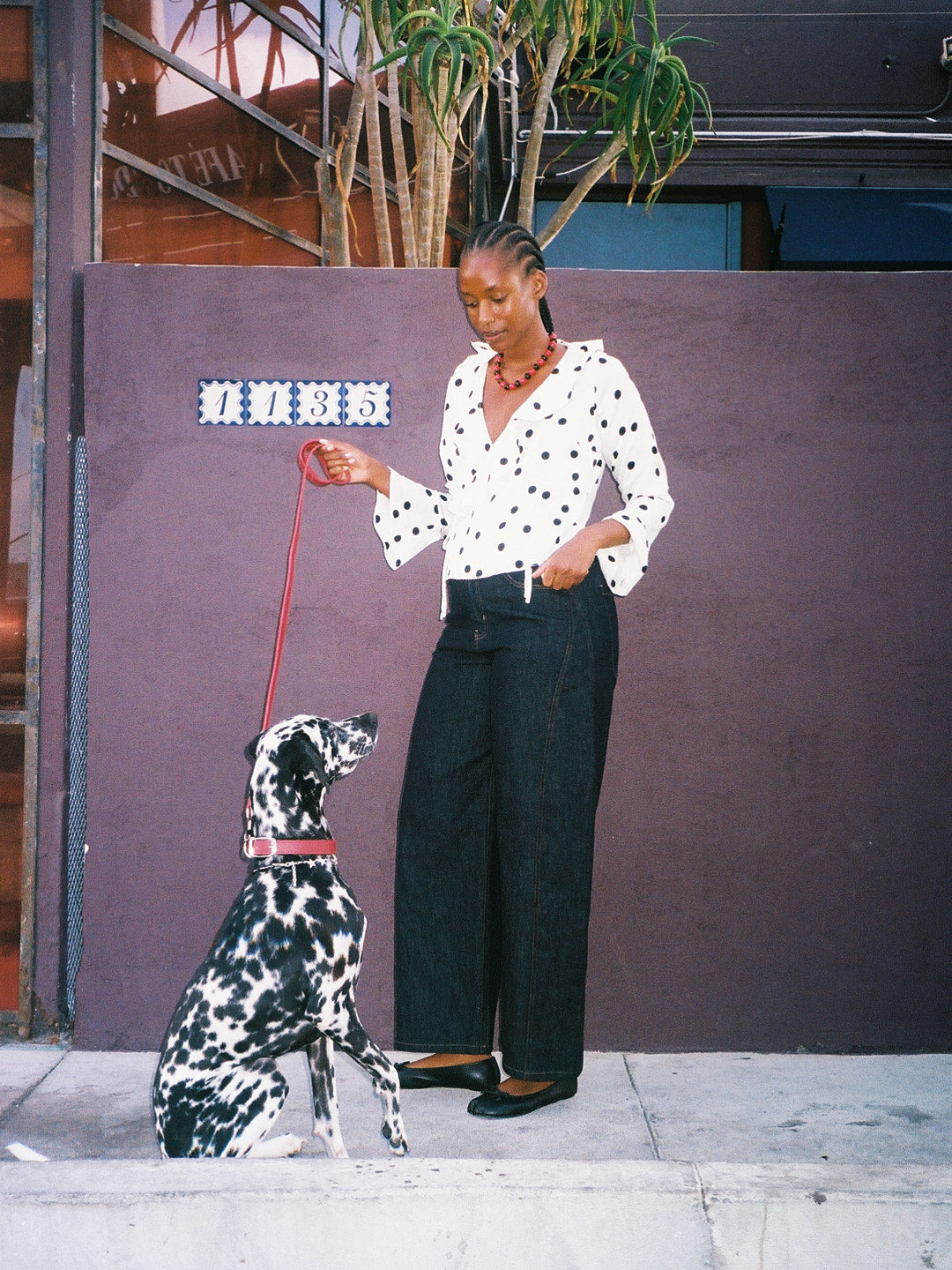 Ricki Wrap Top - White Dot