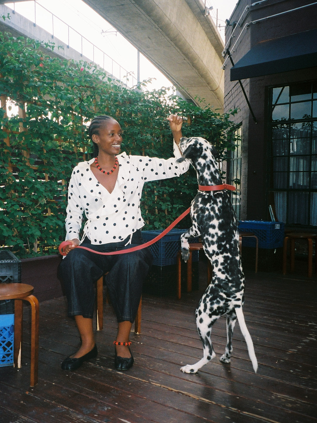 Ricki Wrap Top - White Dot