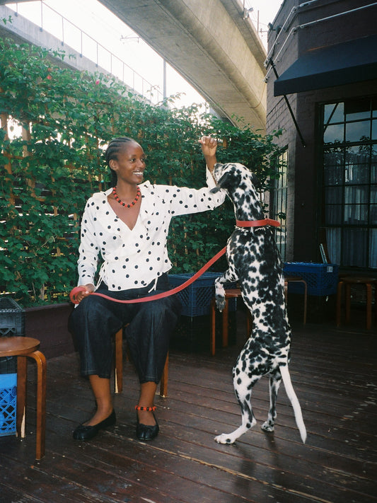 Ricki Wrap Top - White Dot