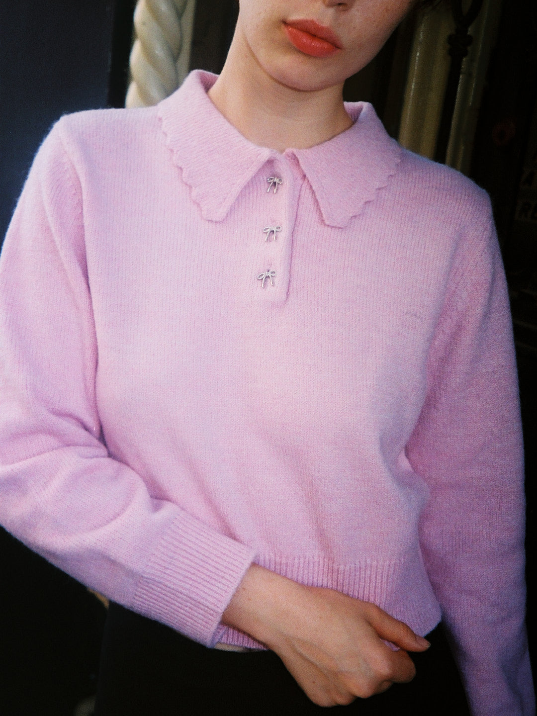 Posey Polo Sweater - Ballet Pink