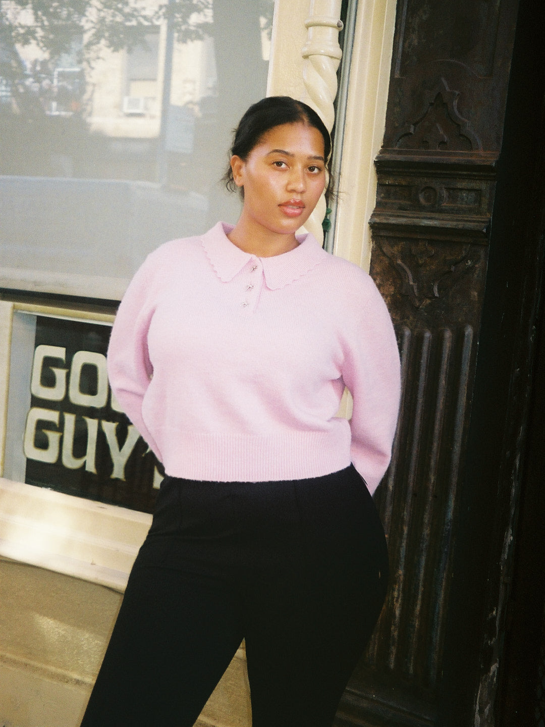 Posey Polo Sweater - Ballet Pink