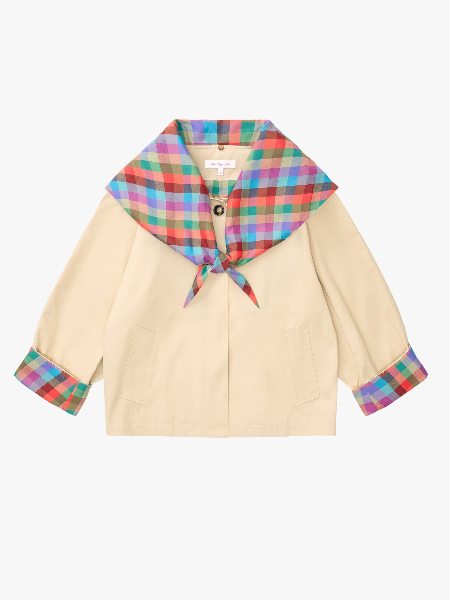 Olson Cropped Trench - Colorburst Plaid – Lisa Says Gah