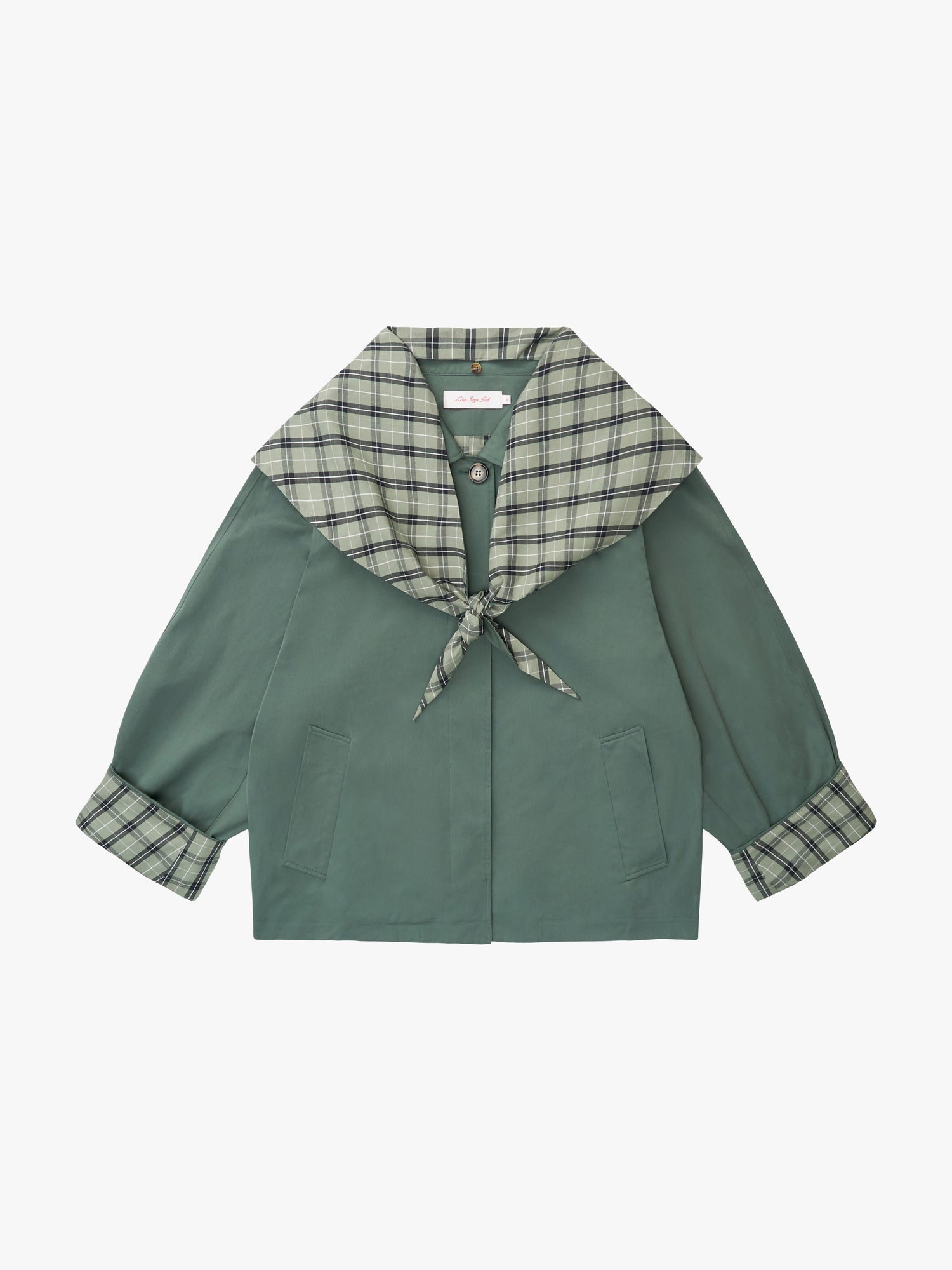 Olson Cropped Trench - Moss Plaid