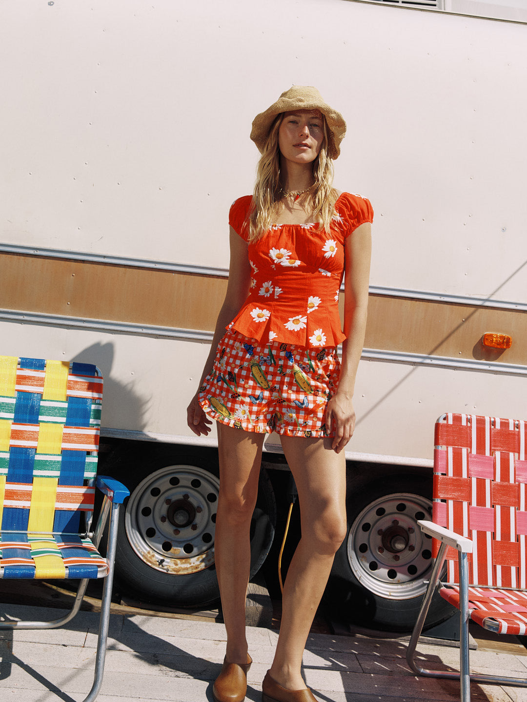 Agatha Short - Garden Critters Gingham