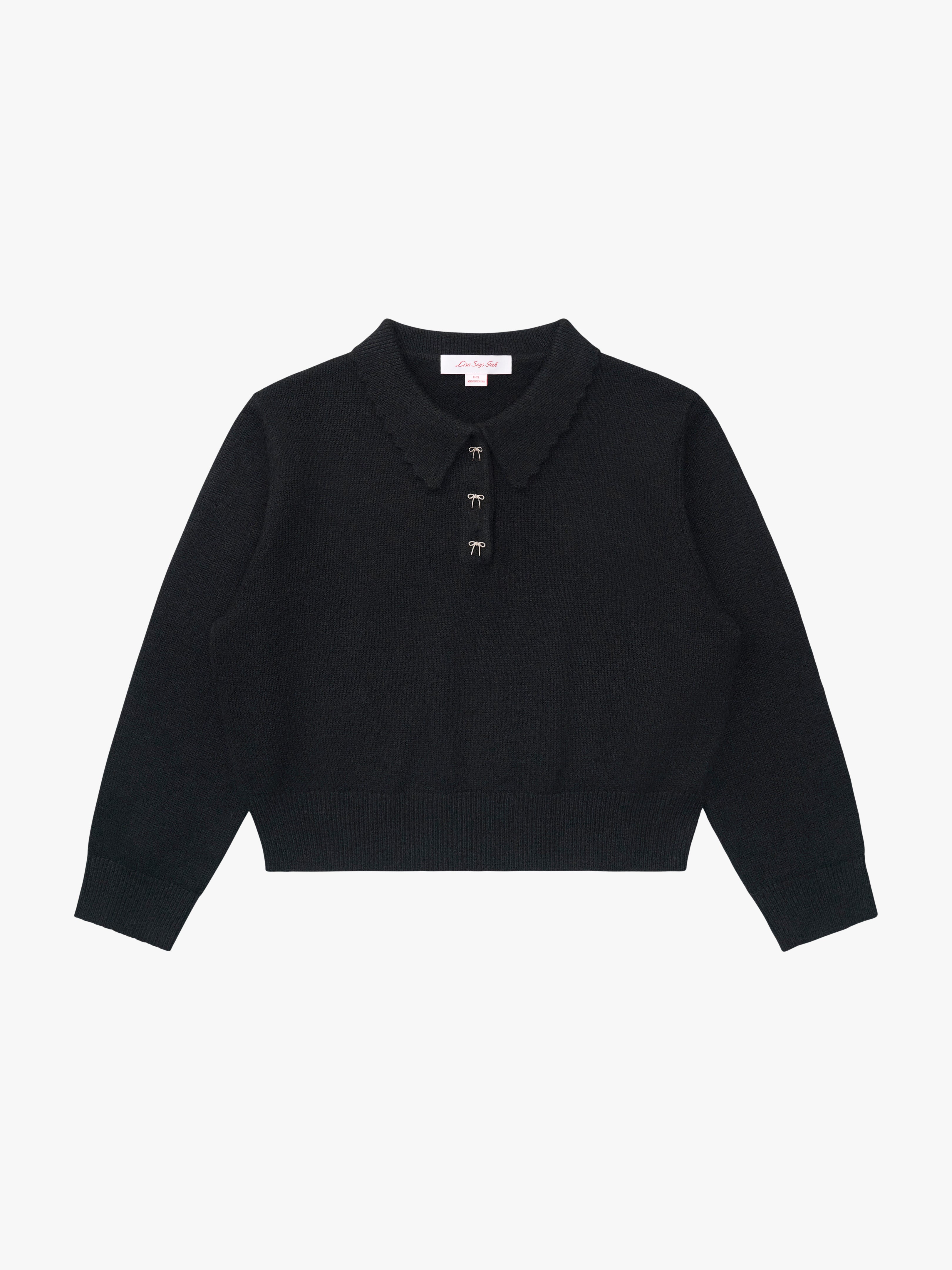Posey Polo Sweater - Black – Lisa Says Gah
