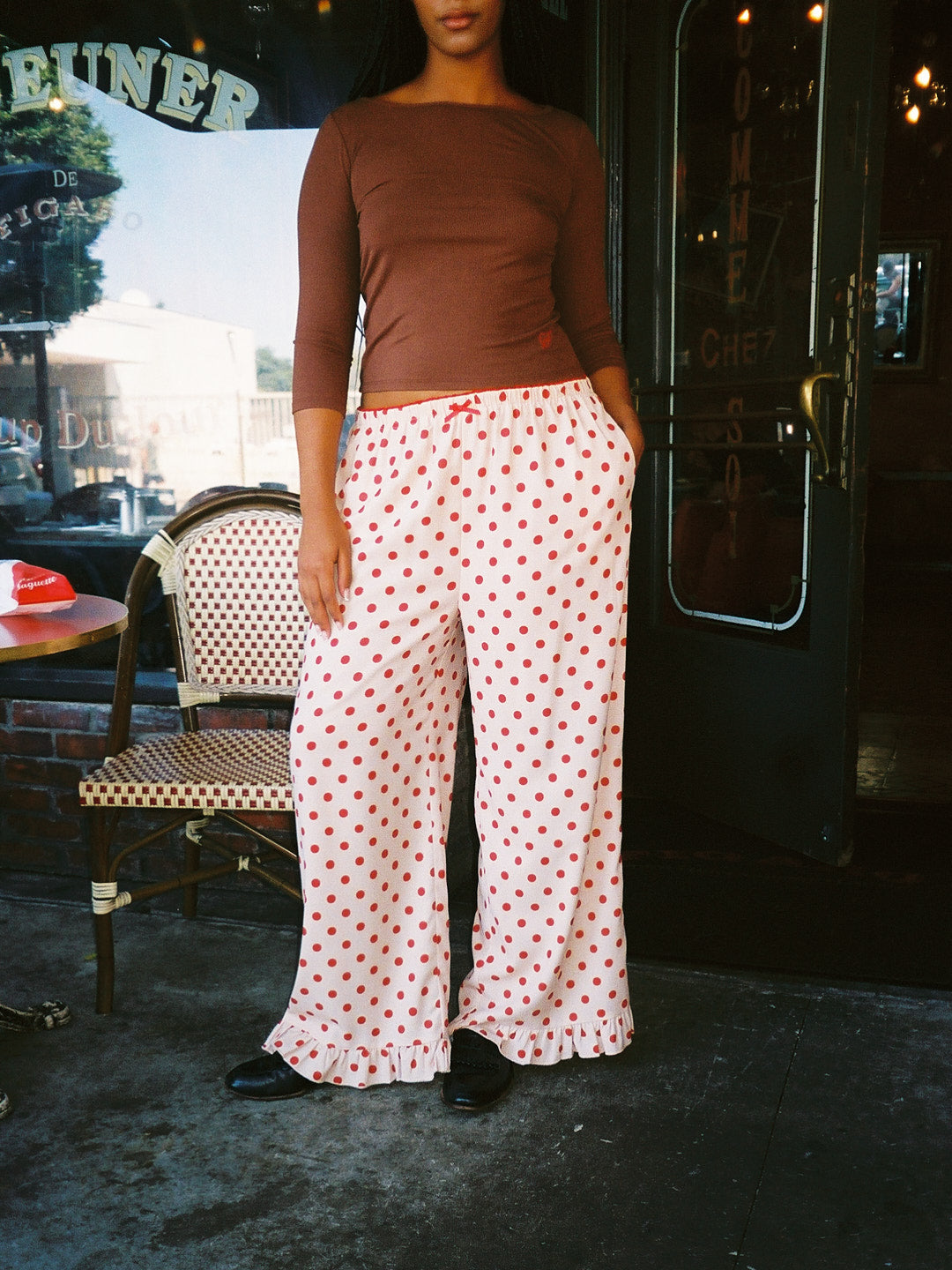 Liora Ruffle Pant - Scarlett Dot