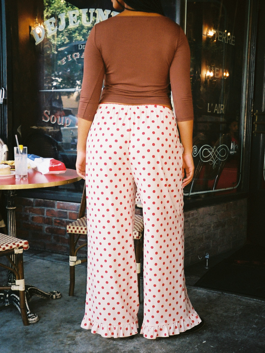 Liora Ruffle Pant - Scarlett Dot