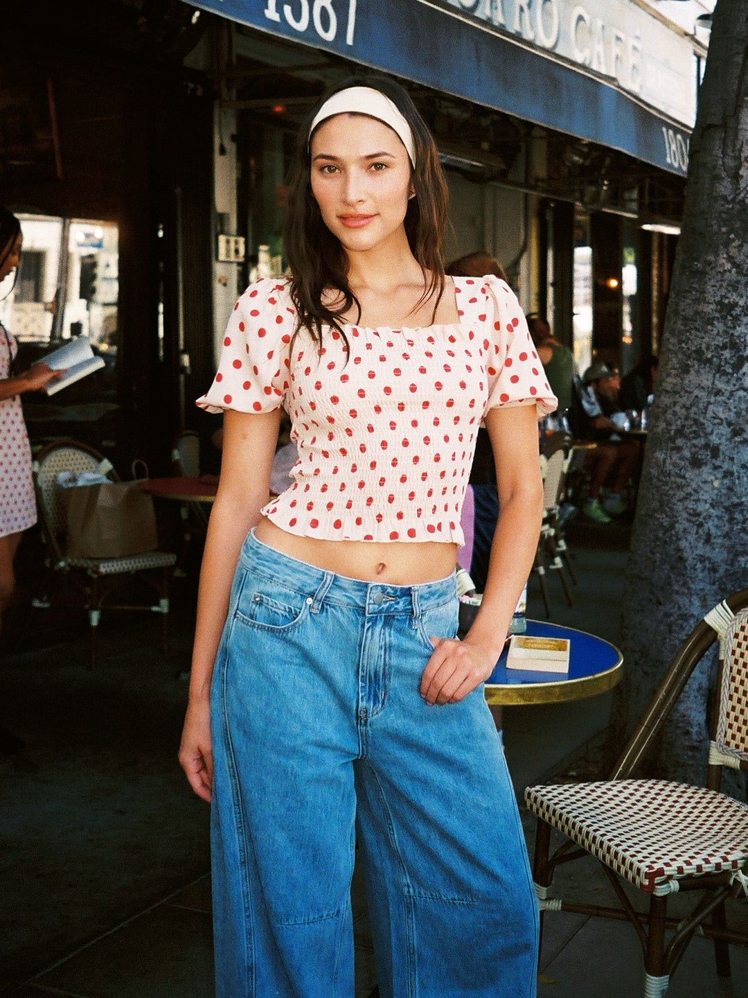 Toni Smocked Puff Sleeve Top - Scarlett Dot