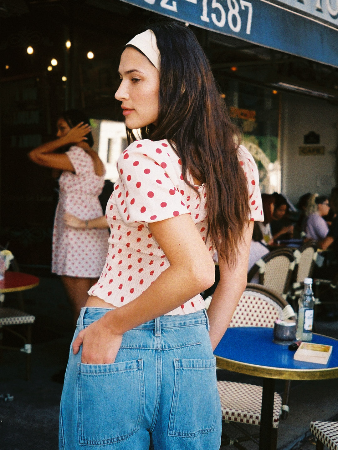Toni Smocked Puff Sleeve Top - Scarlett Dot