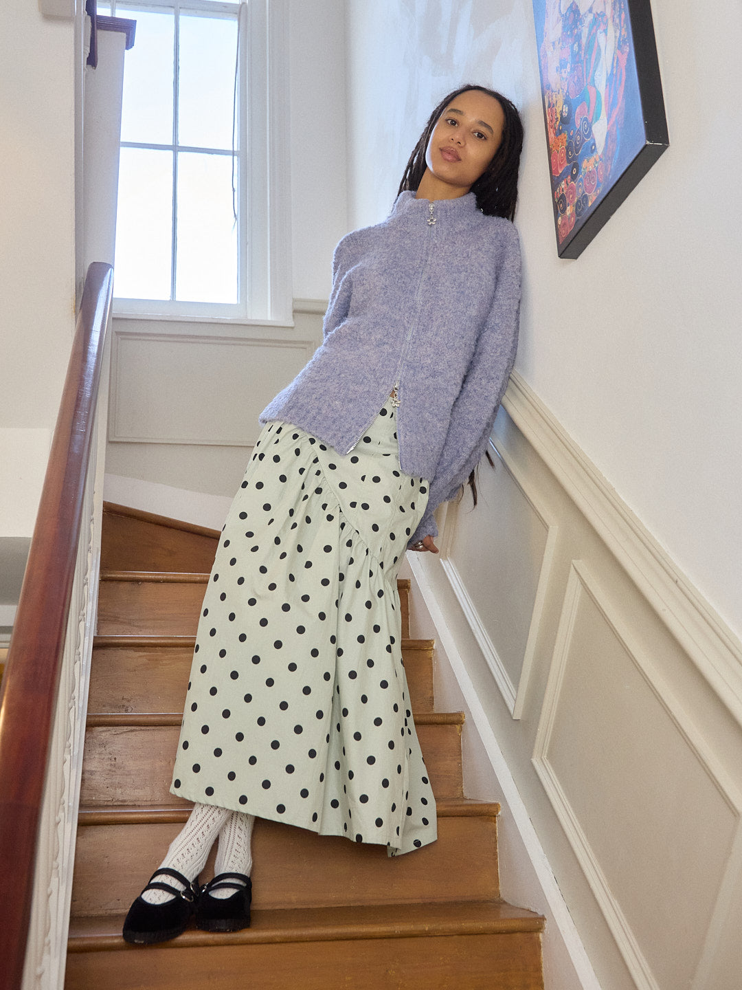 Maeve Midi Skirt - Mint Chip Dot