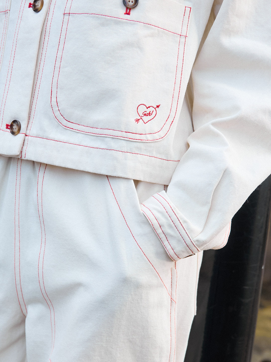 Daphne Jacket - Cream/Red
