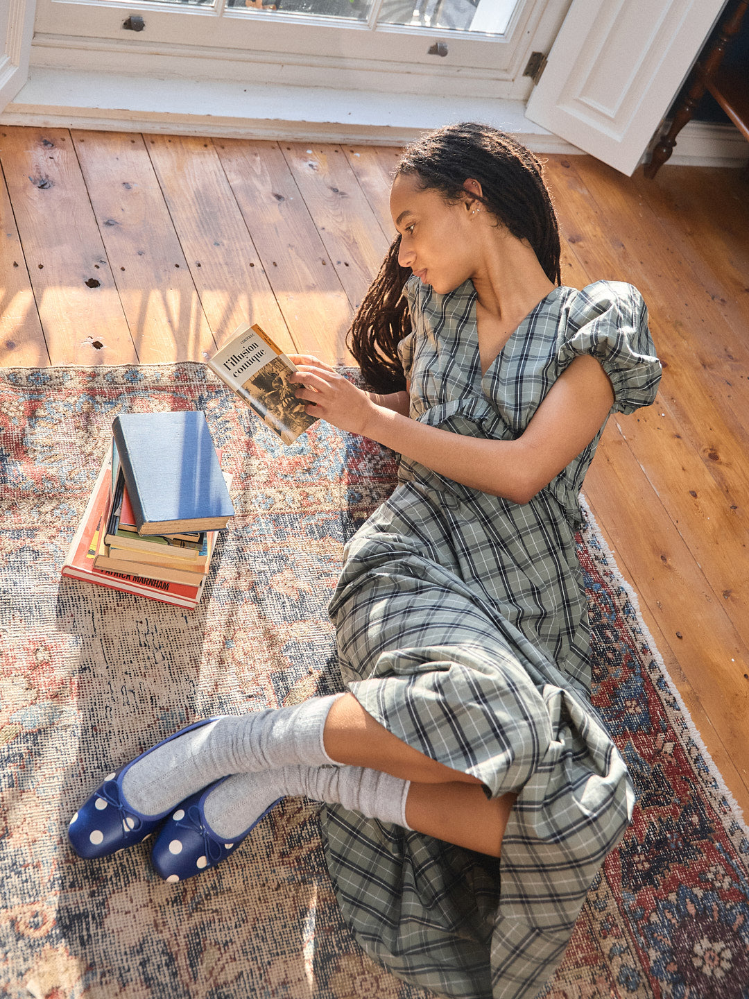 Matilda Flat - Navy Dot