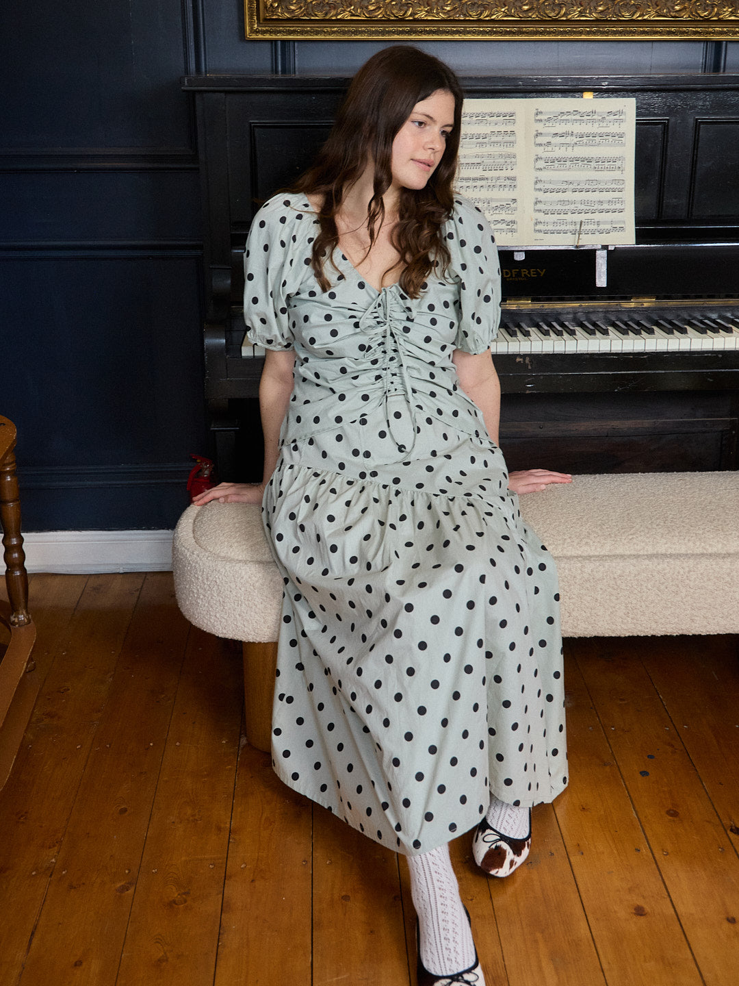 Margaret Top - Mint Chip Dot