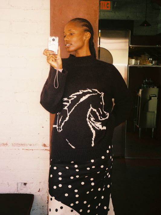 Louise Mockneck Sweater - Horses