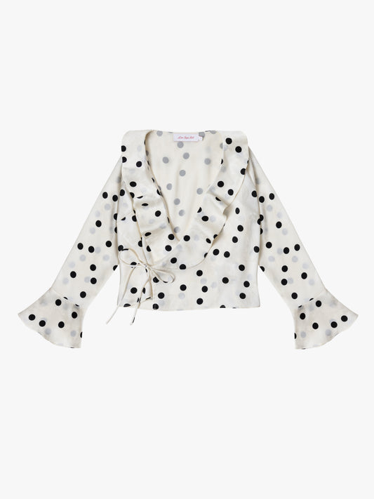 Ricki Wrap Top - White Dot