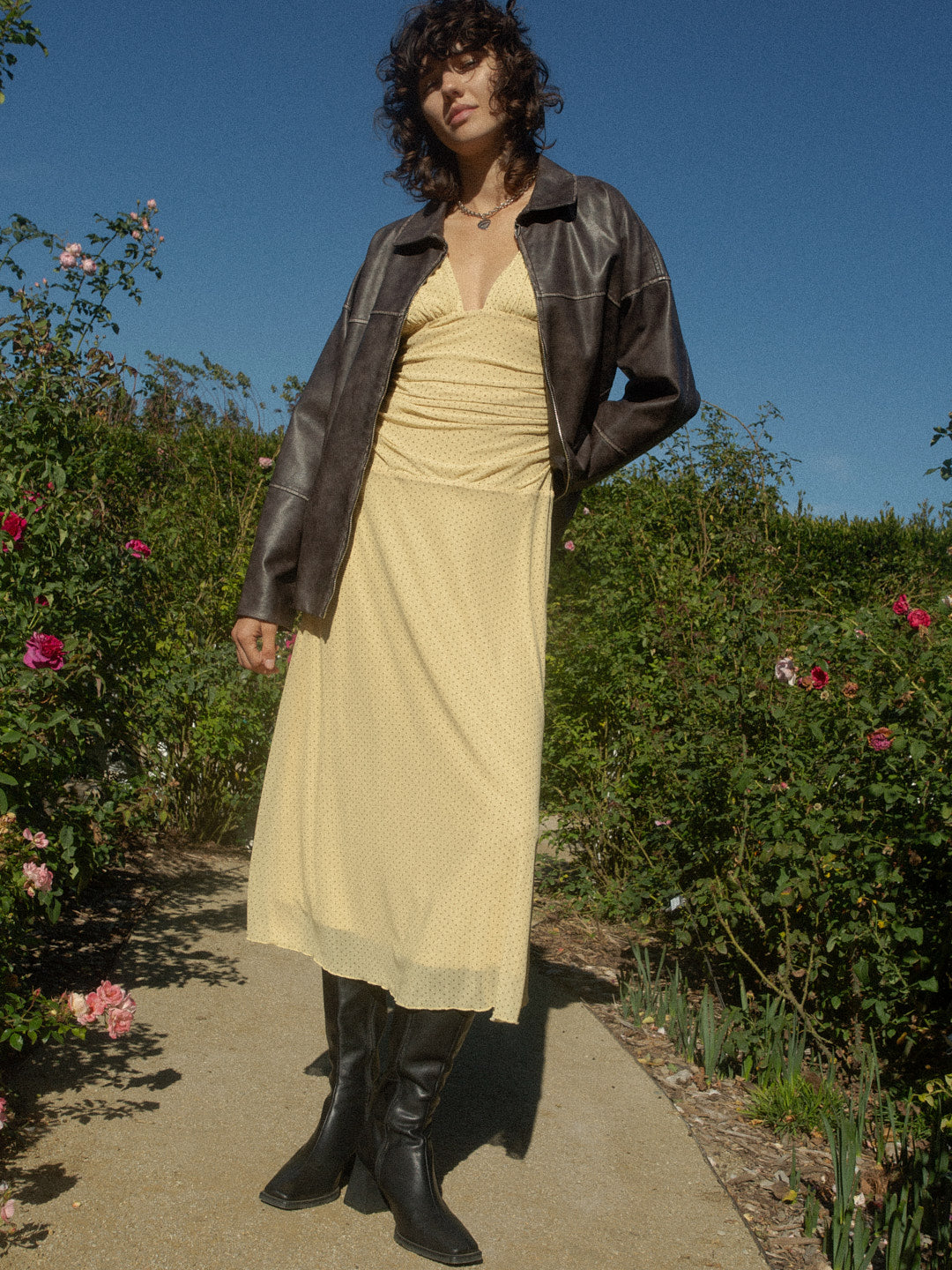 Maribel Dress - Yellow Dot