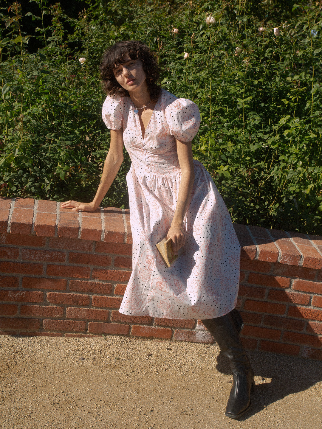 Elizabeth Dress - Rose White Dot