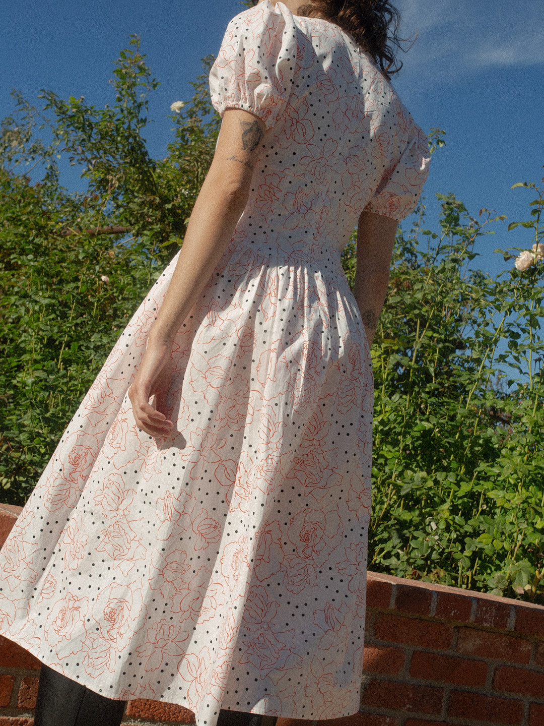 Elizabeth Dress - Rose White Dot