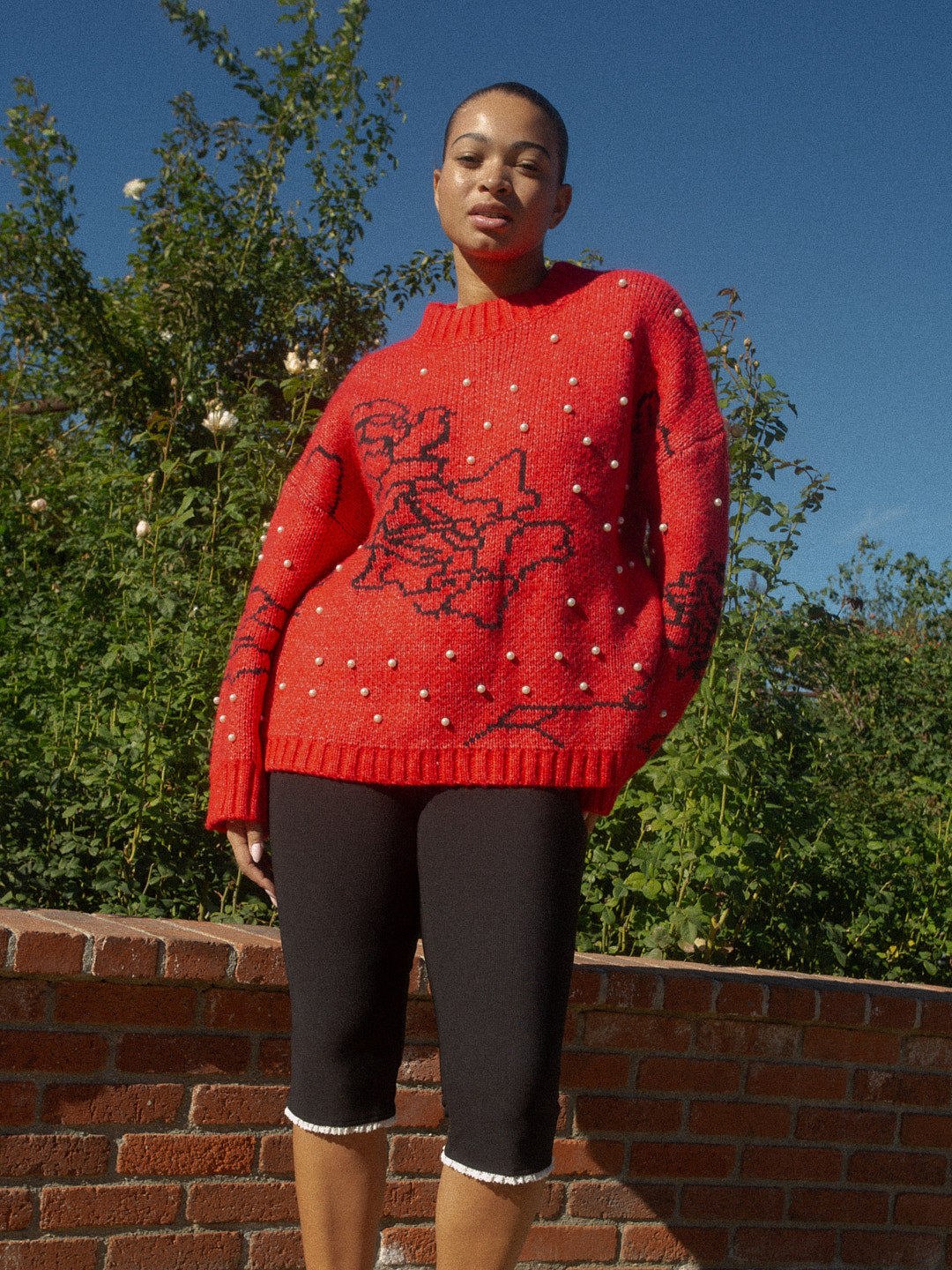 Iris Pearl Sweater - Rose Dot Red
