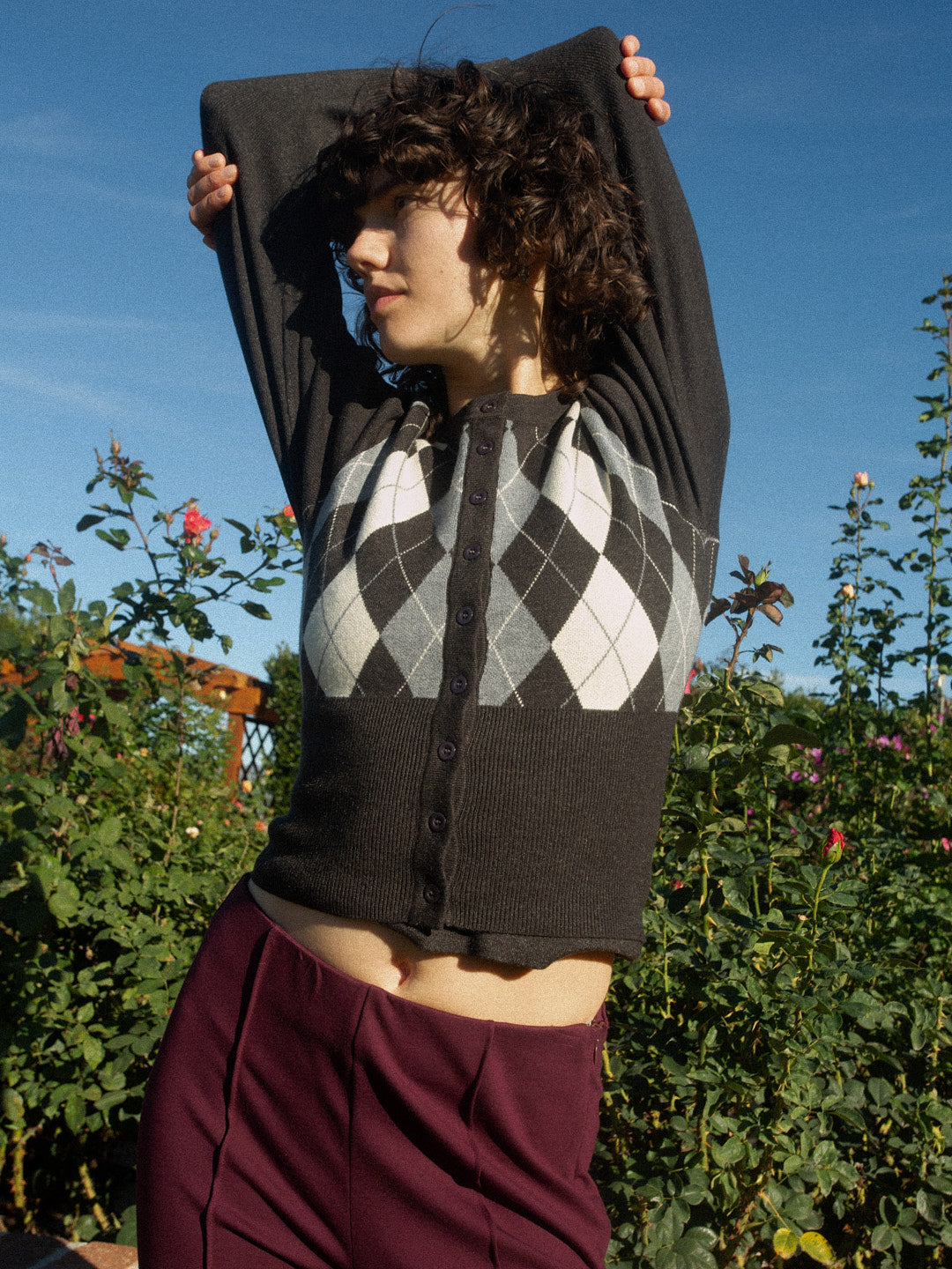 Emi Cardi - Grey Argyle