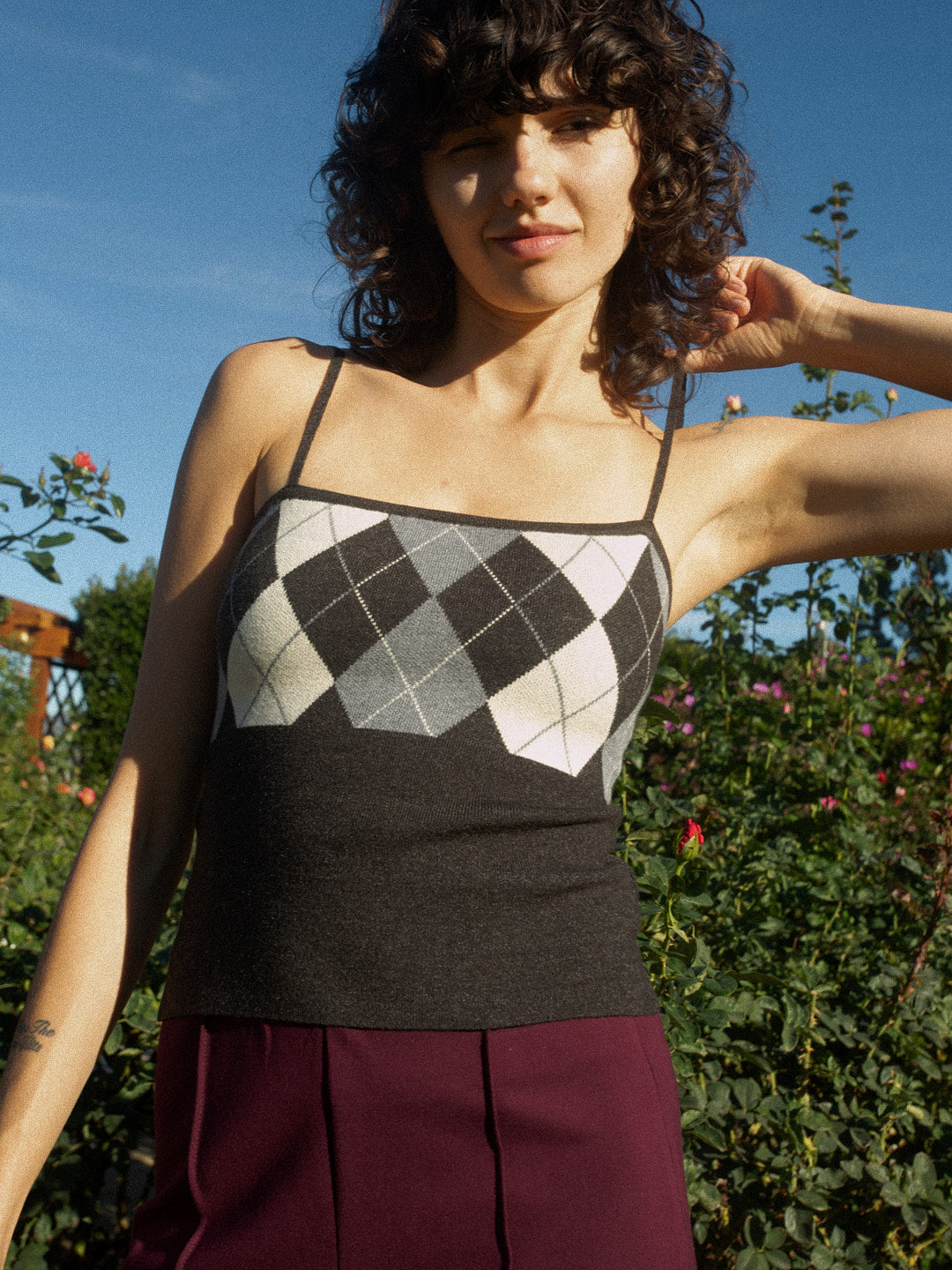 Emi Tank - Grey Argyle