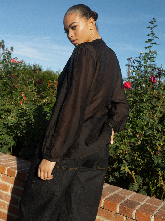Meera Blouse - Black Organza