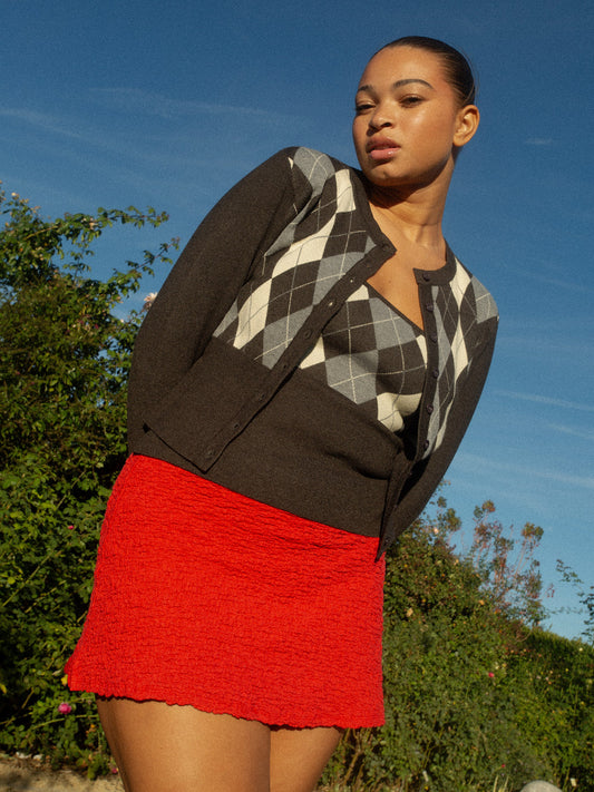 Emi Cardi - Grey Argyle