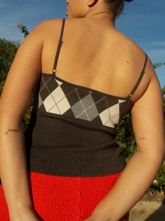 Emi Tank - Grey Argyle