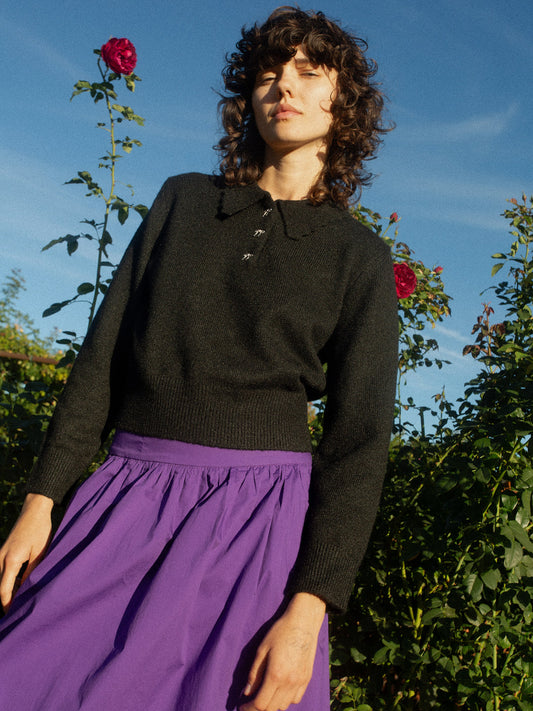 Posey Polo Sweater - Black