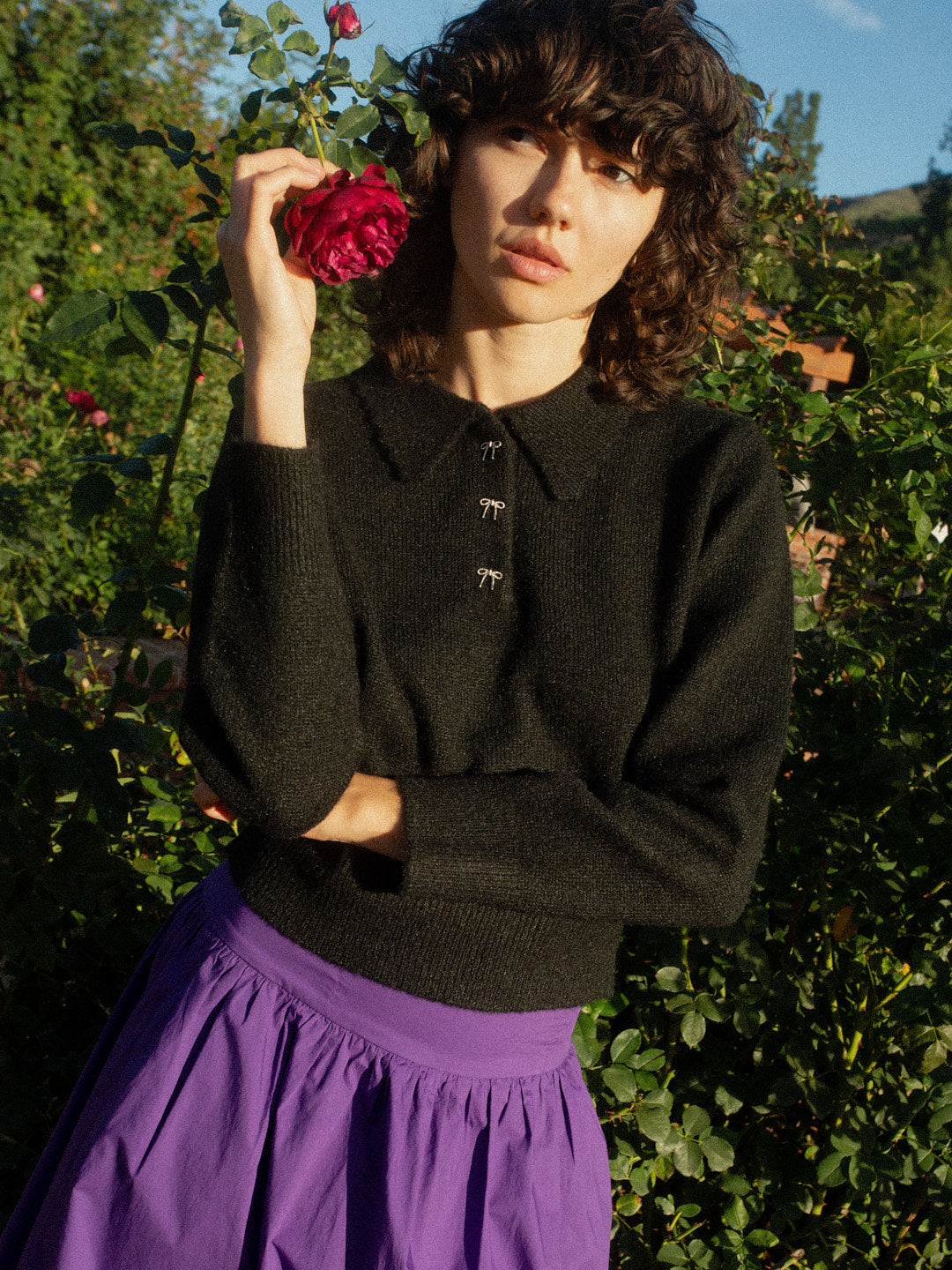 Posey Polo Sweater - Black