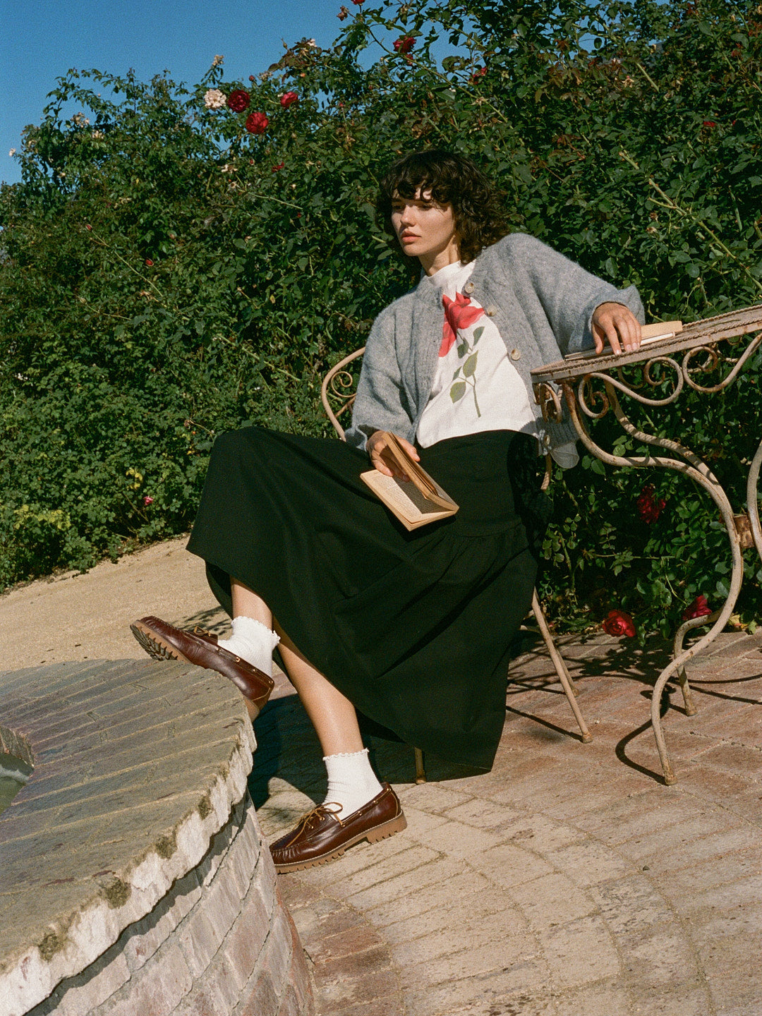 Maeve Midi Skirt - Caviar Twill