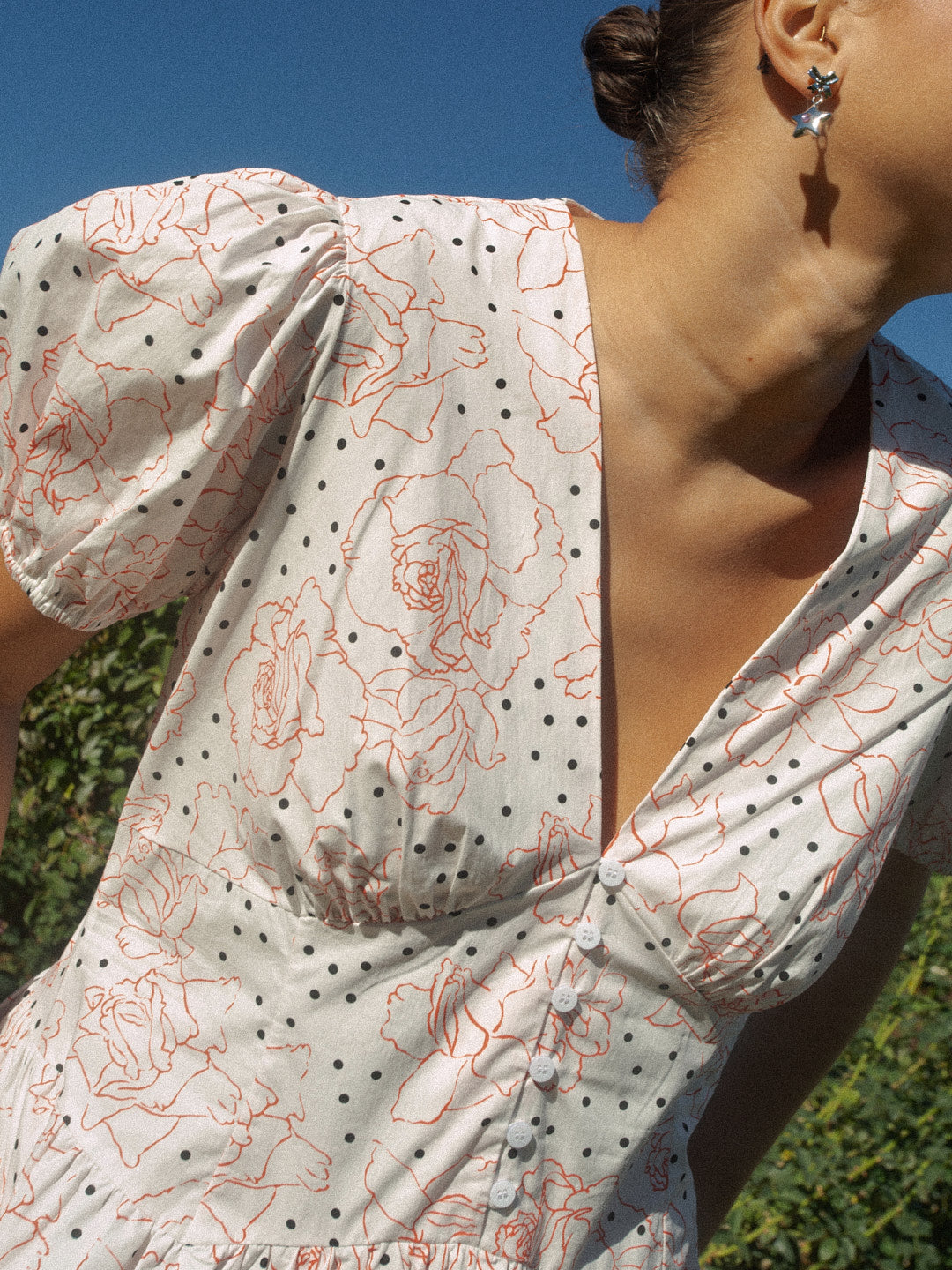 Elizabeth Dress - Rose White Dot