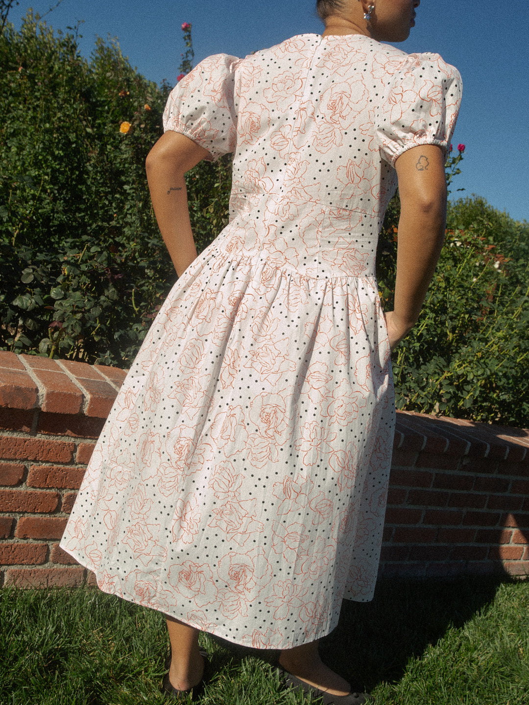 Elizabeth Dress - Rose White Dot