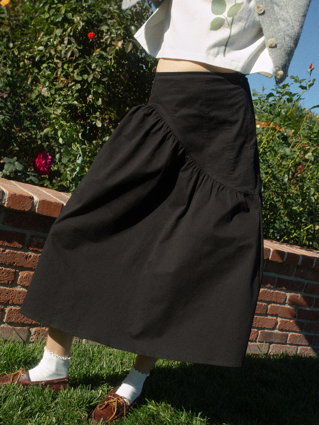 Maeve Midi Skirt - Caviar Twill
