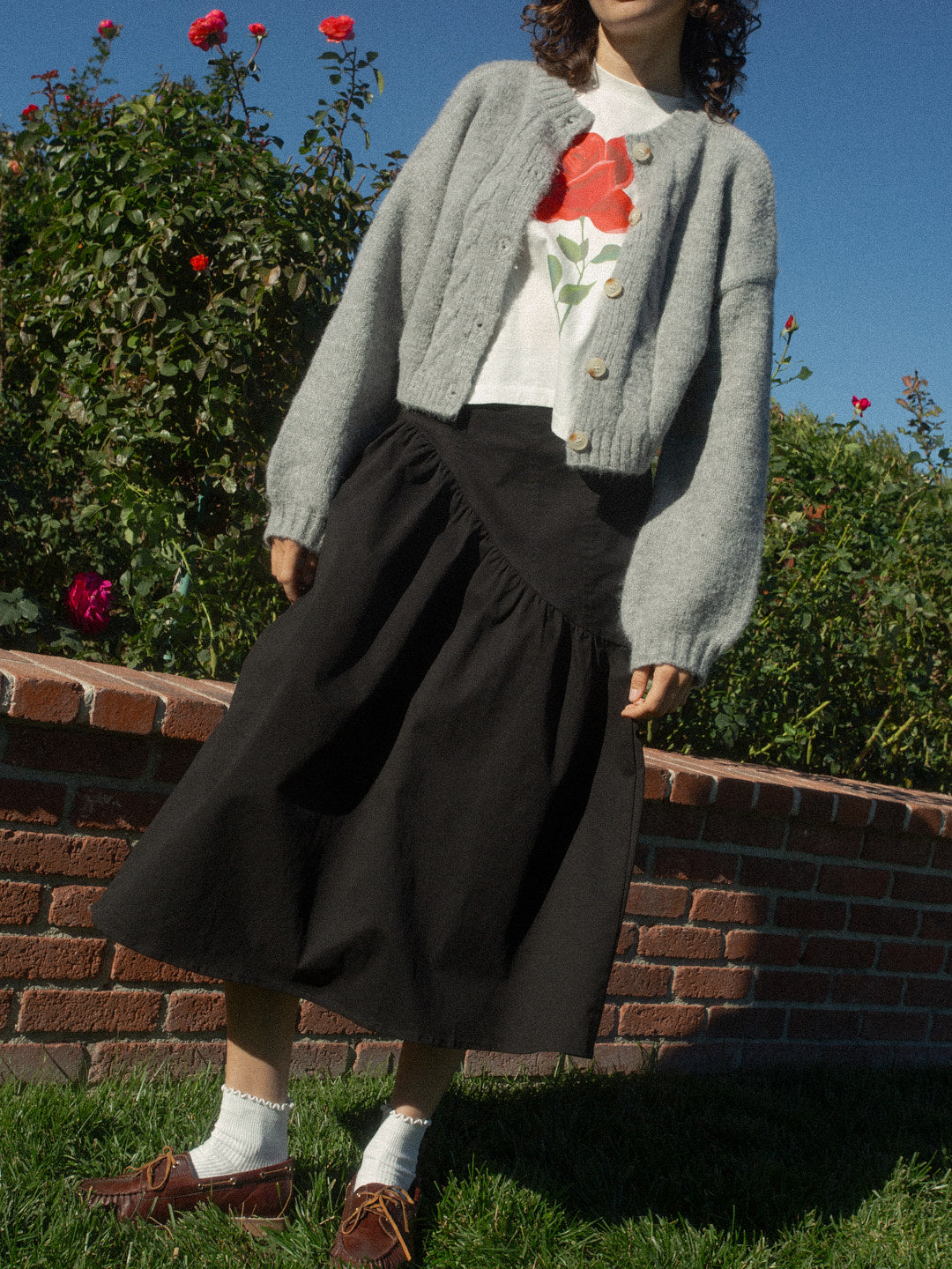 Maeve Midi Skirt - Caviar Twill