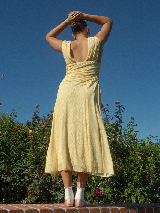 Maribel Dress - Yellow Dot