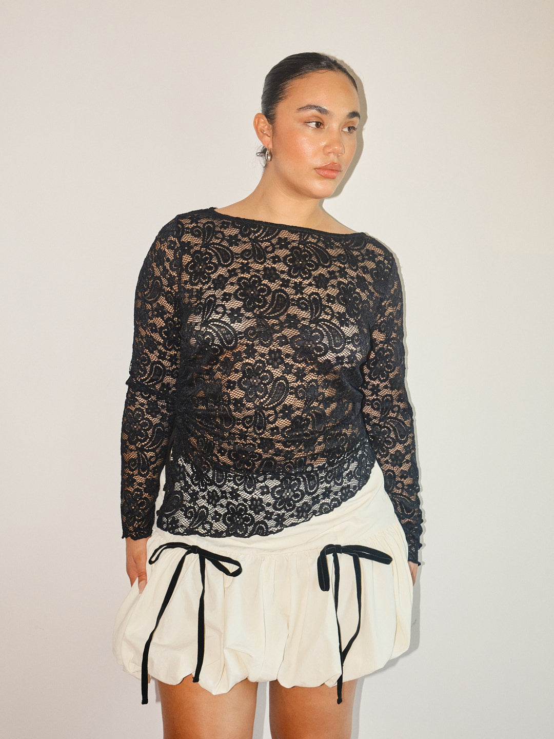 Scarlett Bubble Skirt - Vanilla Black Bows