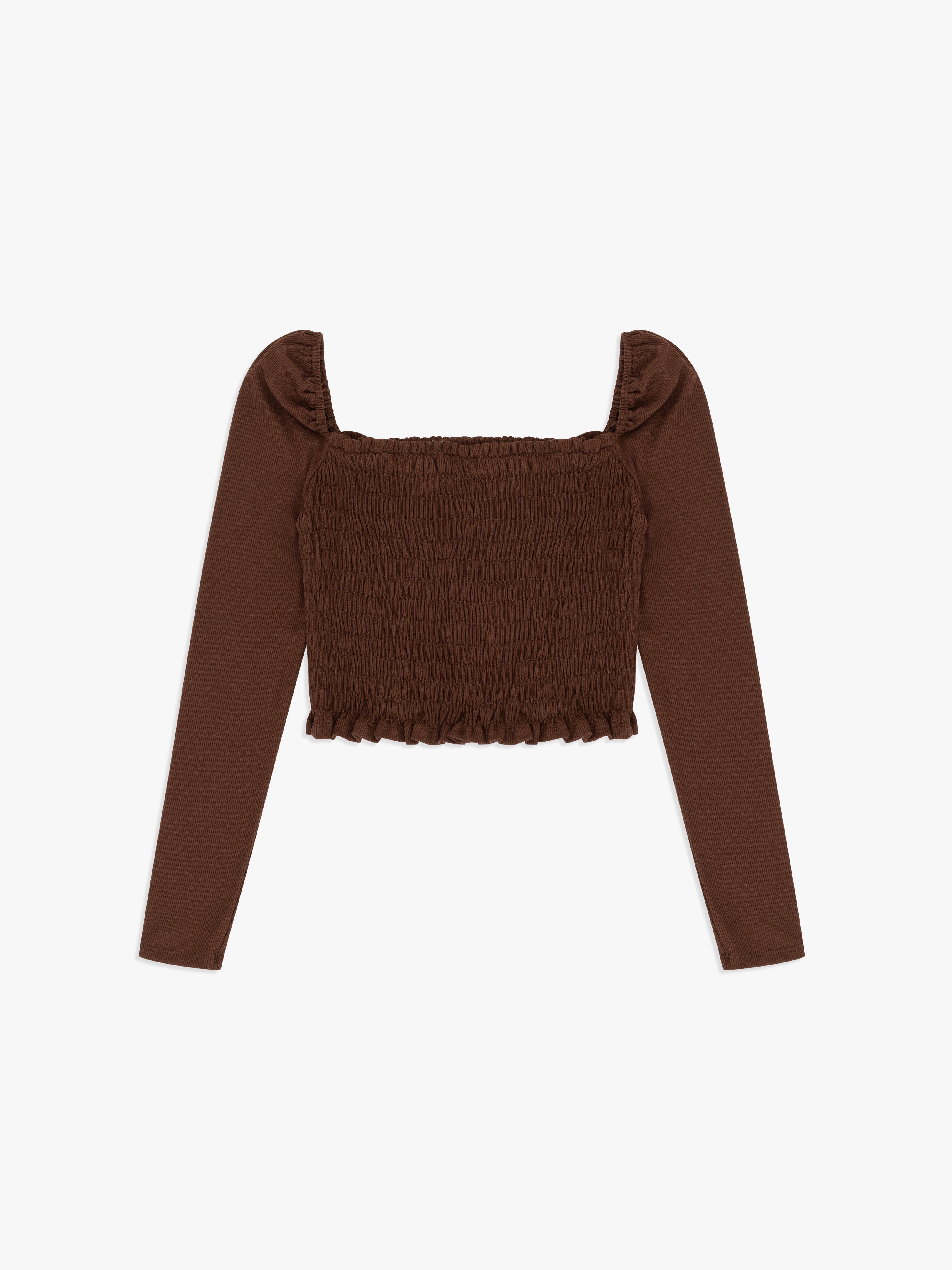 Sophie Smocked Longsleeve - Brown – Lisa Says Gah