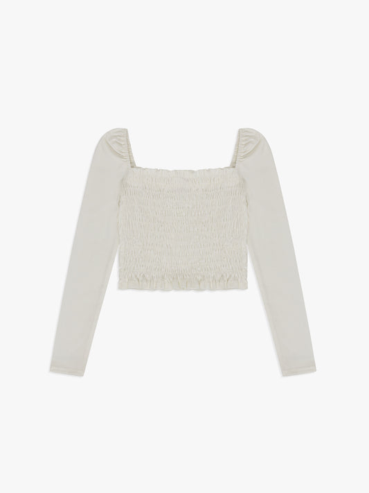 Sophie Smocked Longsleeve - Ivory