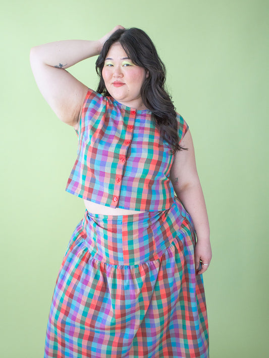 Madeline Top - Colorburst Plaid